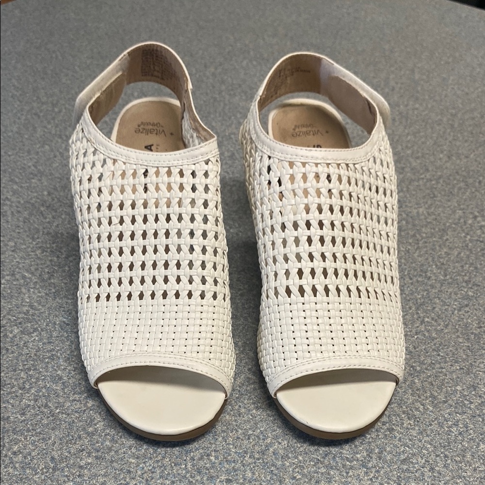 Sonoma White Perforated Mules with Block Heel